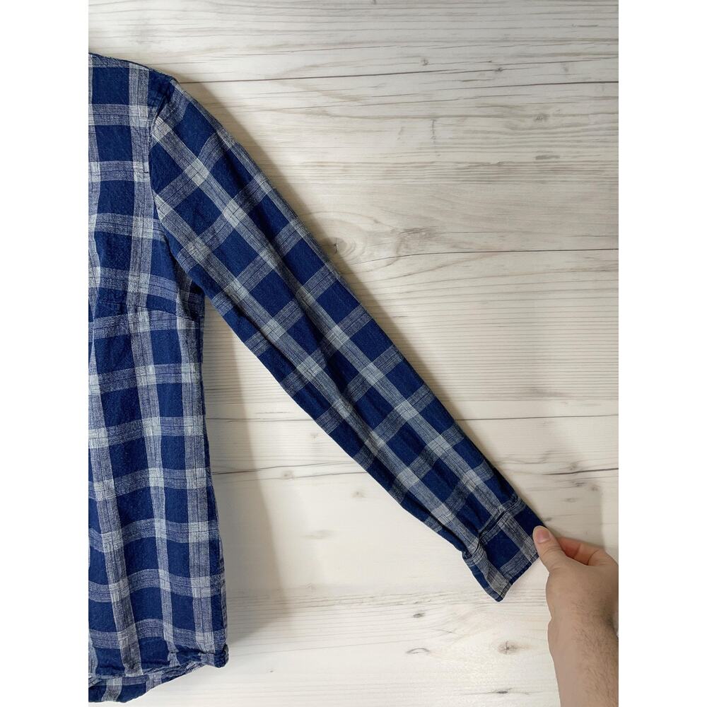 J Crew Shirt Womens 0 Blue Gray Plaid‎ Button Front Long Sleeve Casual - Picture 3 of 9